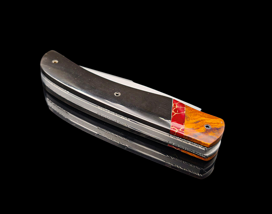 BRIERE CT INOX MA5 / BOIS DE FER JASPE ET FILS D'OR CORNE DE BUFFLE