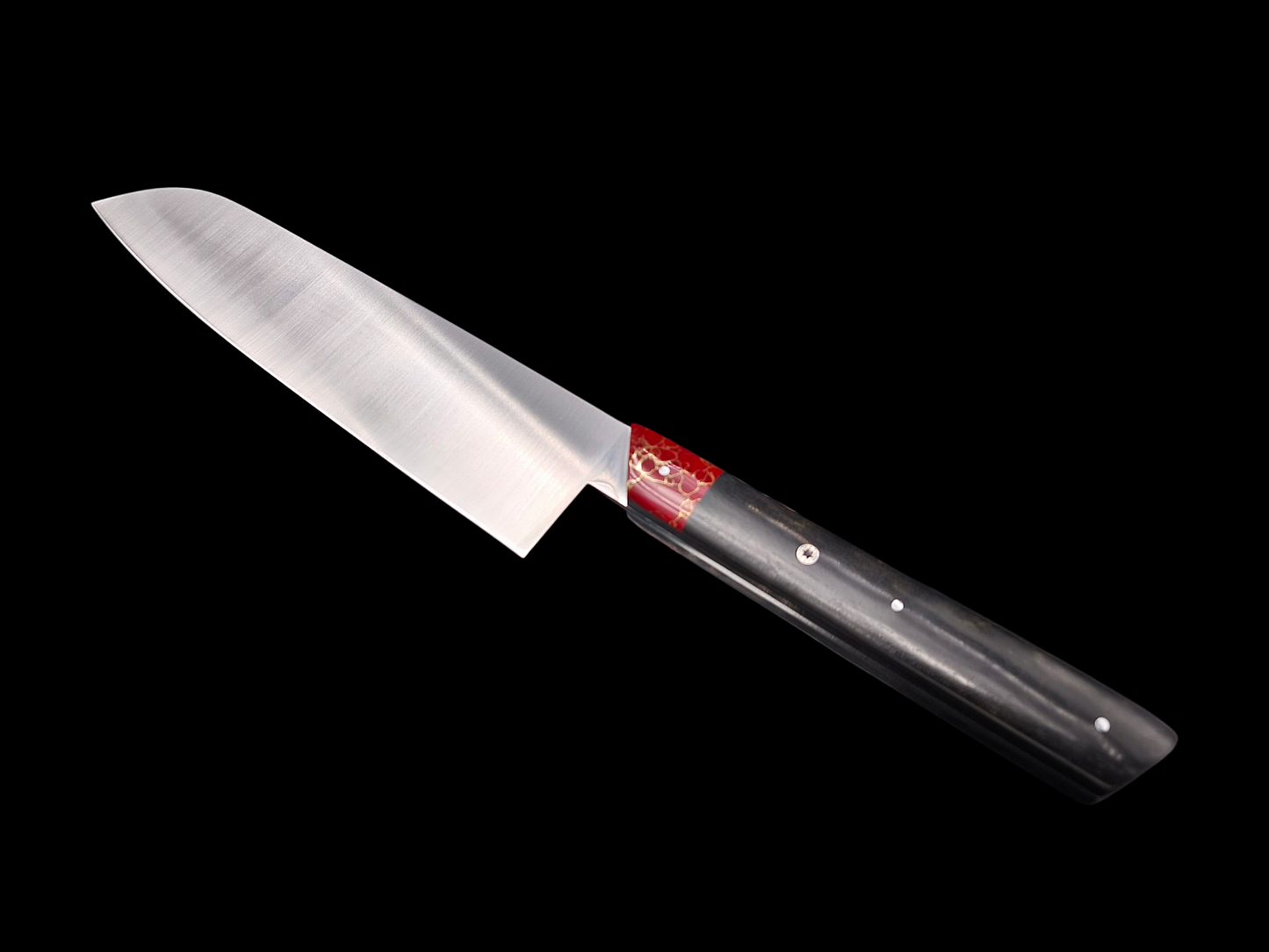 SANTOKU INOX, EBENE ET JASPE AVEC FILS D'OR