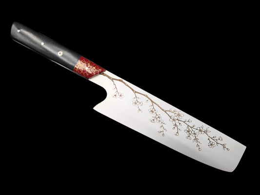 NAKIRI INOX, EBENE ET JASPE AVEC FILS D'OR