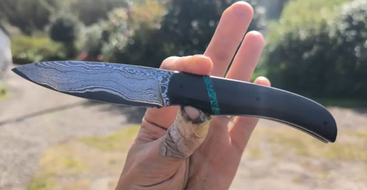 FABRICATION D'UN COUTEAU PLIANT EN DAMAS MAISON