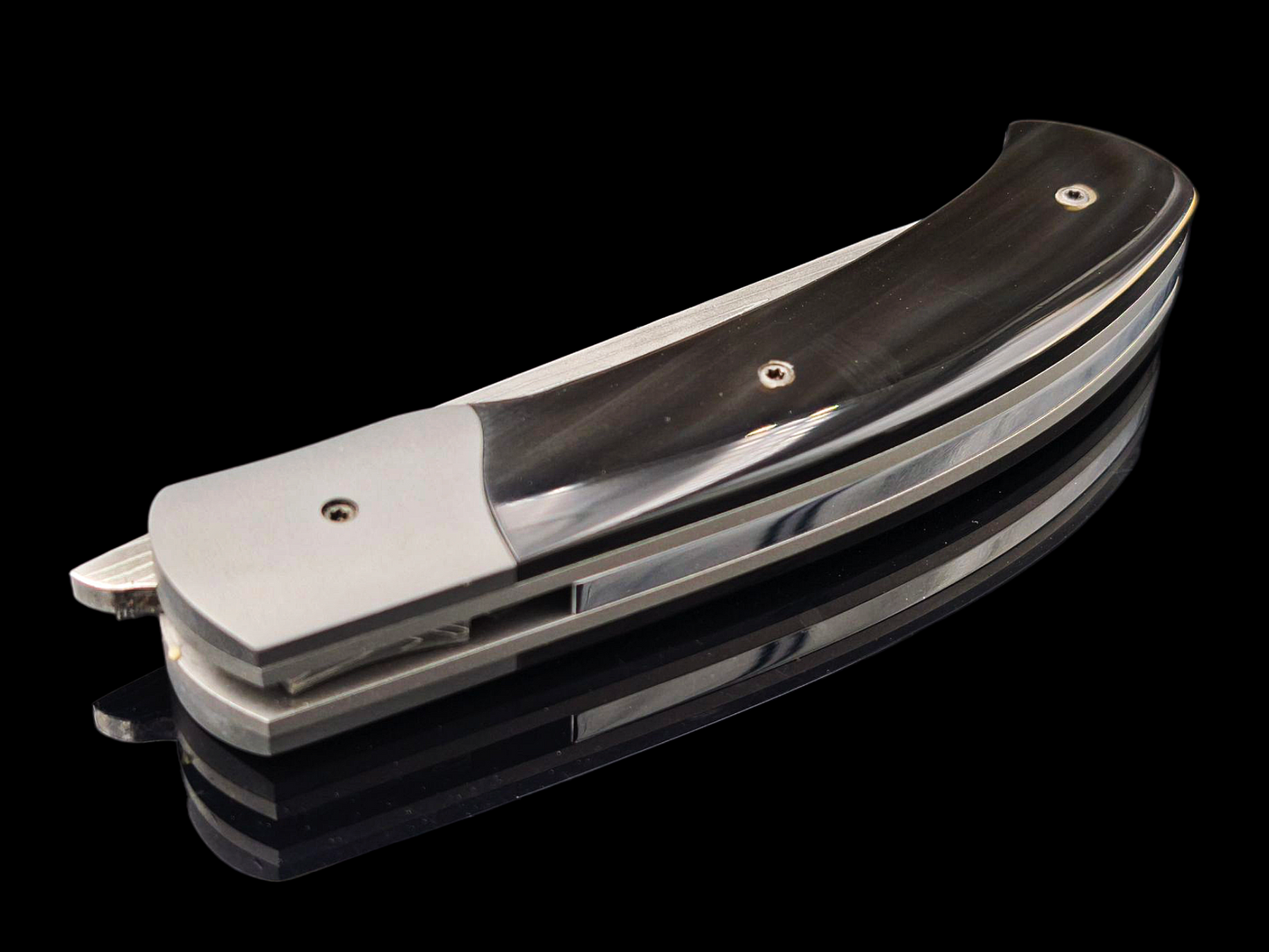 LINER LOCK CORNOUAILLE DAMAS INOX / ZIRCONIUM ET CORNE DE BUFFLE