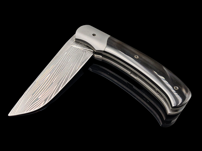 LINER LOCK CORNOUAILLE DAMAS INOX / ZIRCONIUM ET CORNE DE BUFFLE