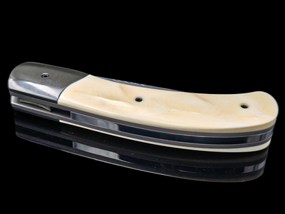 LINER LOCK CORNOUAILLE DAMAS MAISON / ZIRCONIUM ET IVOIRE DE PHACOCHERE