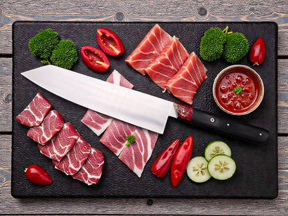 KIRITSUKE INOX, EBENE ET JASPE AVEC FILS D'OR