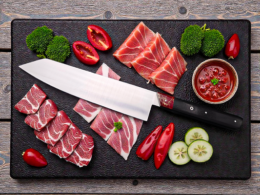 KIRITSUKE INOX, EBENE ET JASPE AVEC FILS D'OR