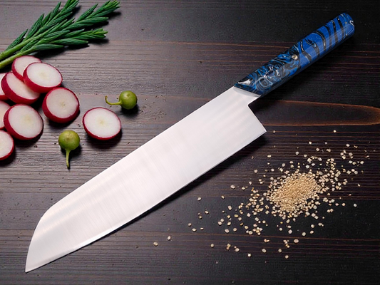 SANTOKU INOX, RESINE POLYCASTE ONDULATION