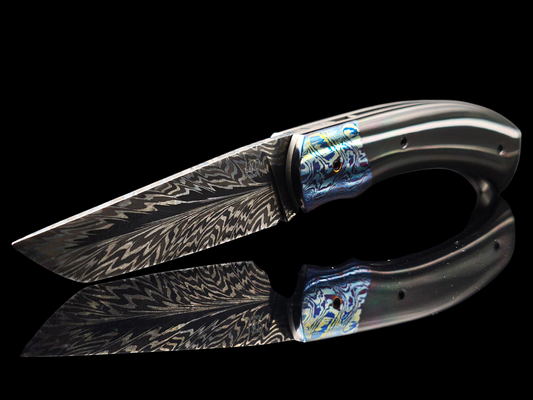 LINER LOCK CORNOUAILLE DAMAS MAISON / DAMAS TITANE ET ZIRCONIUM