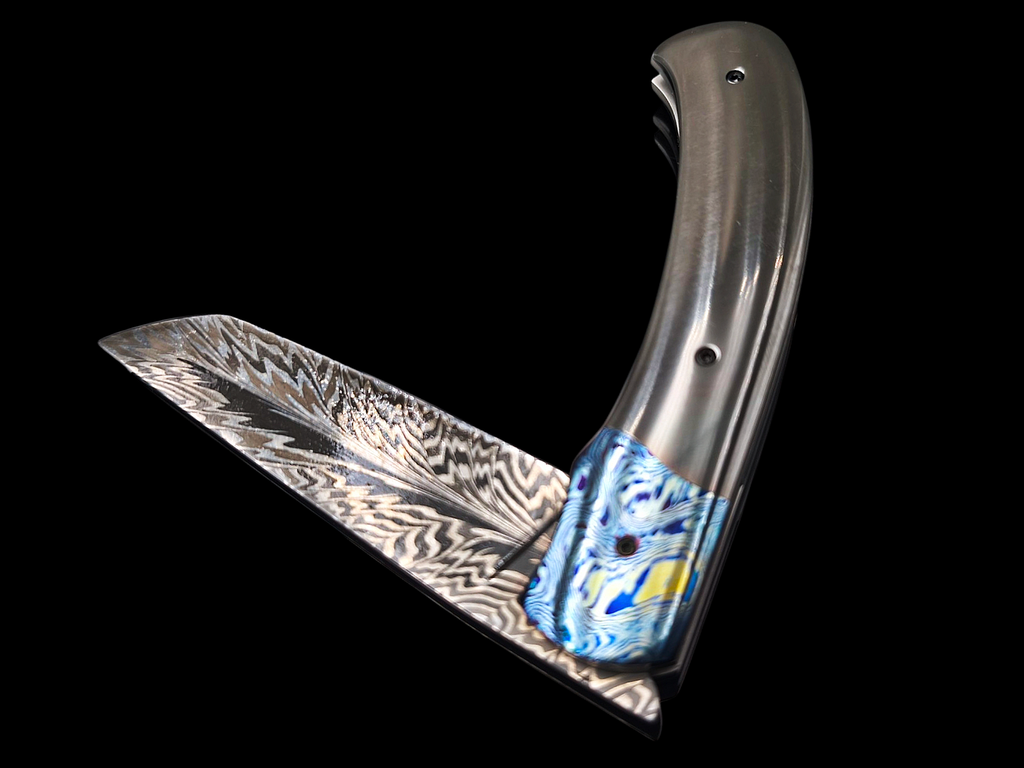 LINER LOCK CORNOUAILLE DAMAS MAISON / DAMAS TITANE ET ZIRCONIUM