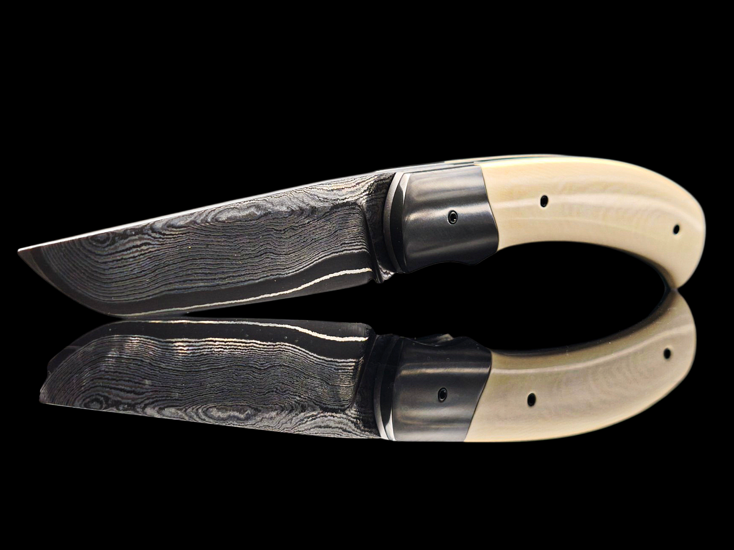 LINER LOCK CORNOUAILLE DAMAS CARBONE / ZIRCONIUM ET IVOIRE DE MAMMOUTH