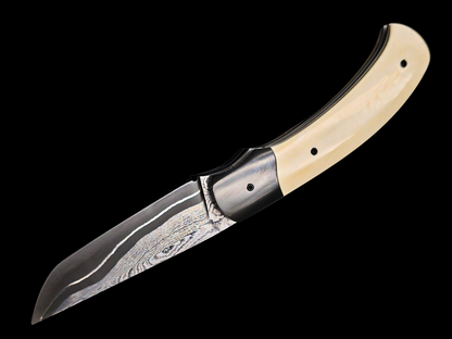 LINER LOCK CORNOUAILLE DAMAS CARBONE / ZIRCONIUM ET IVOIRE DE MAMMOUTH