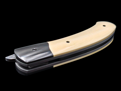 LINER LOCK CORNOUAILLE DAMAS CARBONE / ZIRCONIUM ET IVOIRE DE MAMMOUTH