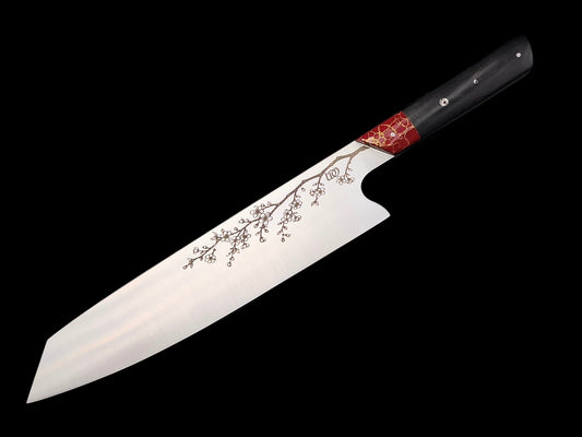 KIRITSUKE INOX, EBENE ET JASPE AVEC FILS D'OR
