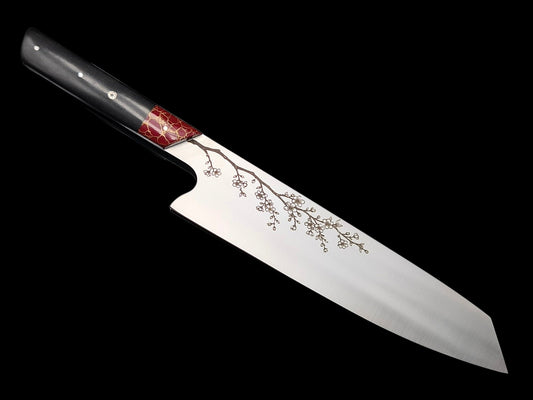 KIRITSUKE INOX, EBENE ET JASPE AVEC FILS D'OR