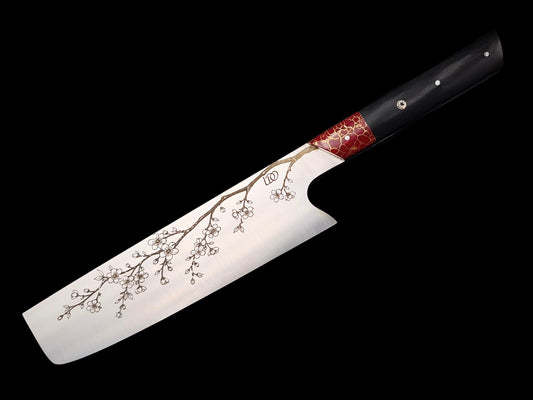 NAKIRI INOX, EBENE ET JASPE AVEC FILS D'OR